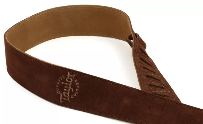Taylor Strap Embroidered Suede Choc 2.5 Inches - Sangle Courroie - Variation 1