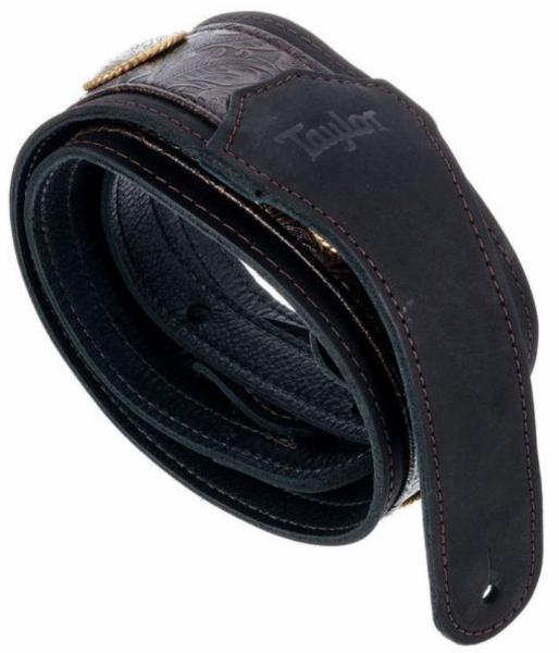 Sangle courroie Taylor Grand Pacific 3inc. Nickel Concho Leather Guitar Strap #4122-30 - Black