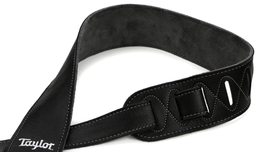 Taylor Strap Black Leather Suede Back 2.5 Inches Black Leather Silver Logo - Sangle Courroie - Variation 1