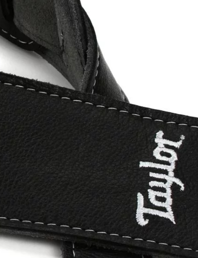 Taylor Strap Black Leather Suede Back 2.5 Inches Black Leather Silver Logo - Sangle Courroie - Variation 2