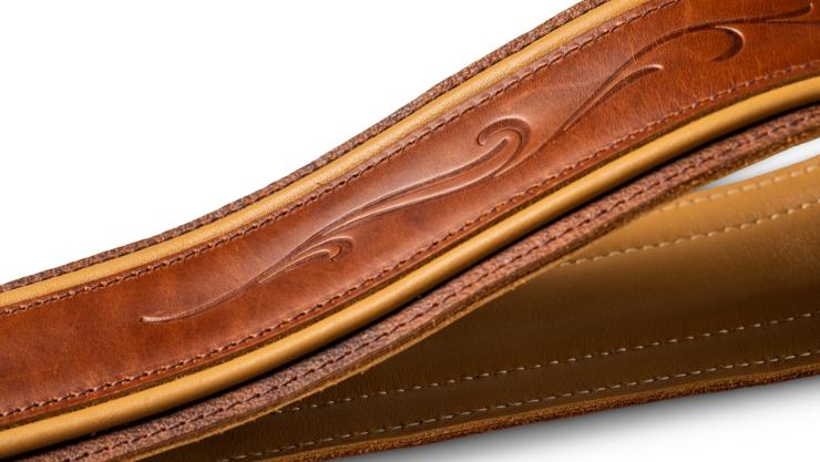 Taylor Spring Vine Strap Med Brown Leather 2.5 Inches Brown Butterscotch Trim - Sangle Courroie - Variation 1