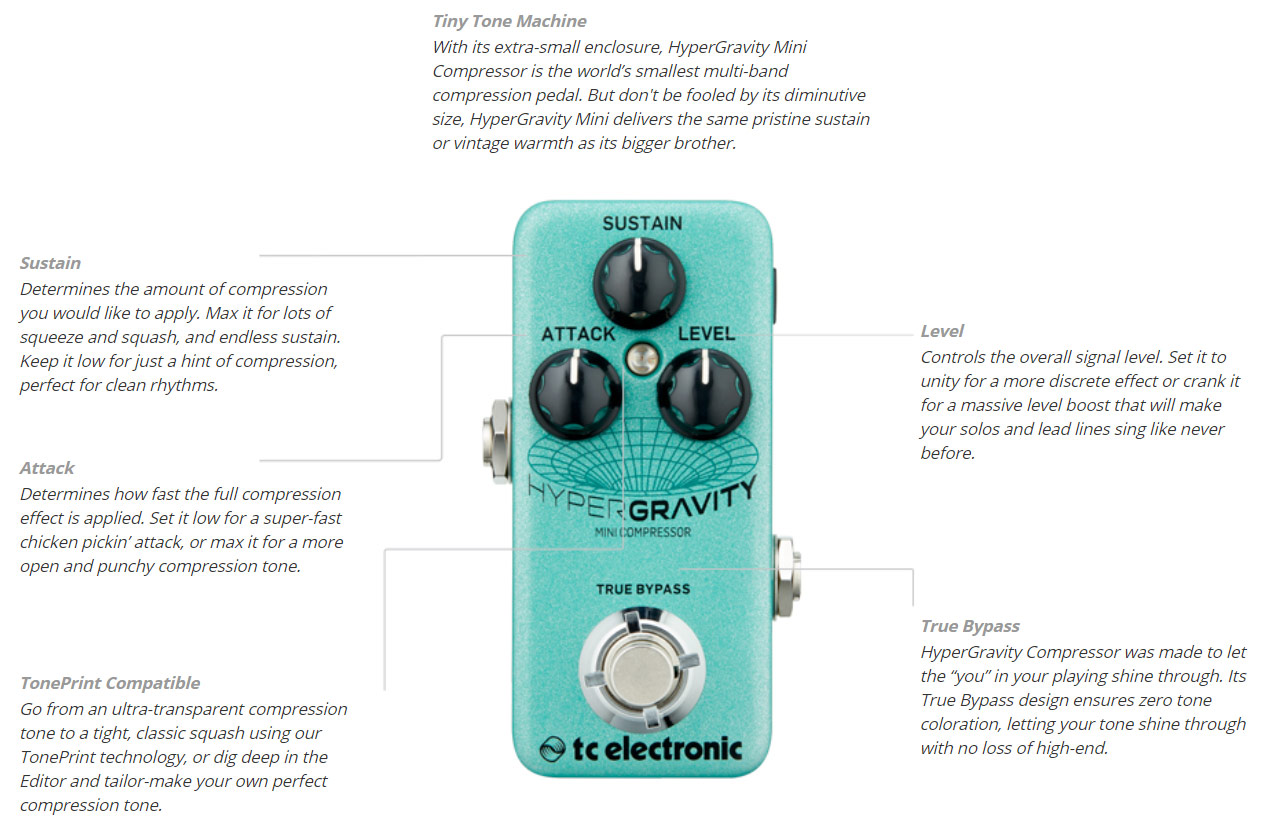 Tc Electronic Hypergravity Mini Compressor - PÉdale Compression / Sustain / Noise Gate - Variation 2