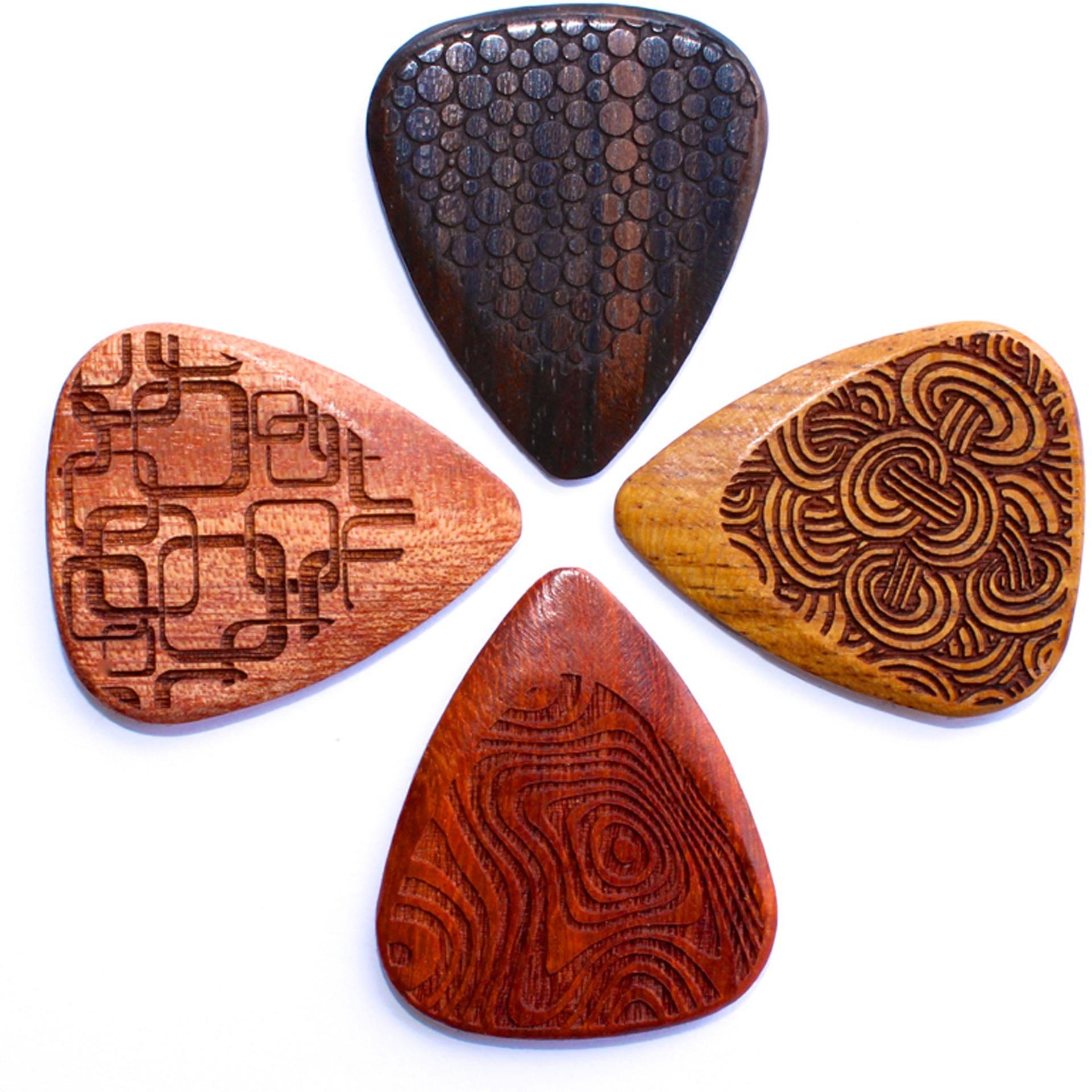 Médiator & onglet Timber tones Sachet 4 Mediators En Bois - Laser Grip