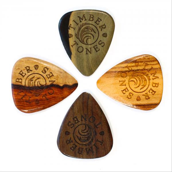 4 Médiators Groovy Tones Ébène Africain - Forme Jazz - Luxe - Pour Guitare Électrique/Acoustique