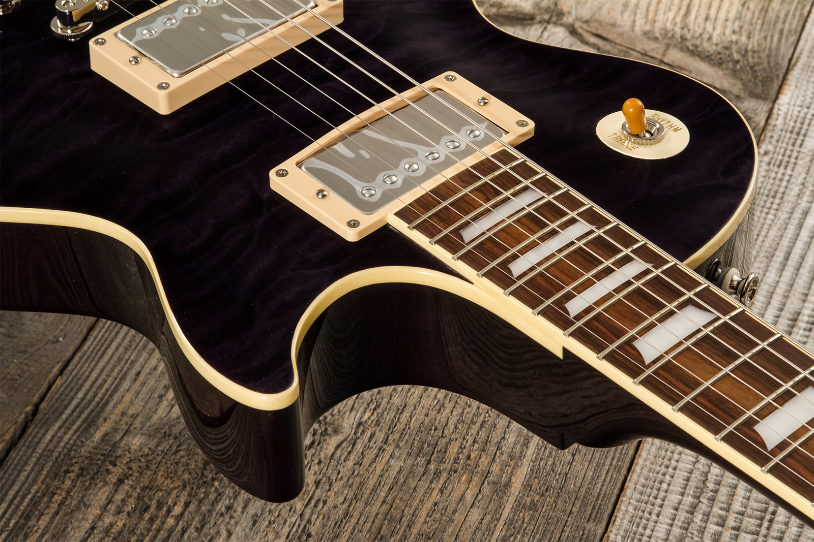 Tokai Love Rock Ls101q Jap 2h Ht Rw #2450033 - See Through Black - Guitare Électrique Single Cut - Variation 4