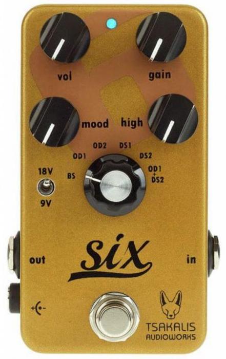 Pédale overdrive / distortion / fuzz Tsakalis audioworks SIX Booster / Overdrive / Distortion