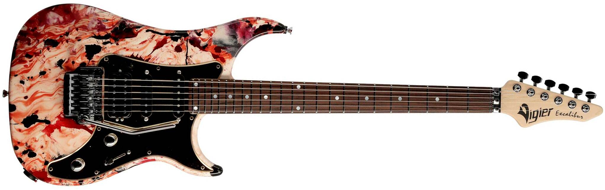 Vigier Excalibur Original Hss Fr Rw - Rock Art White/red/black - Guitare Électrique Forme Str - Main picture