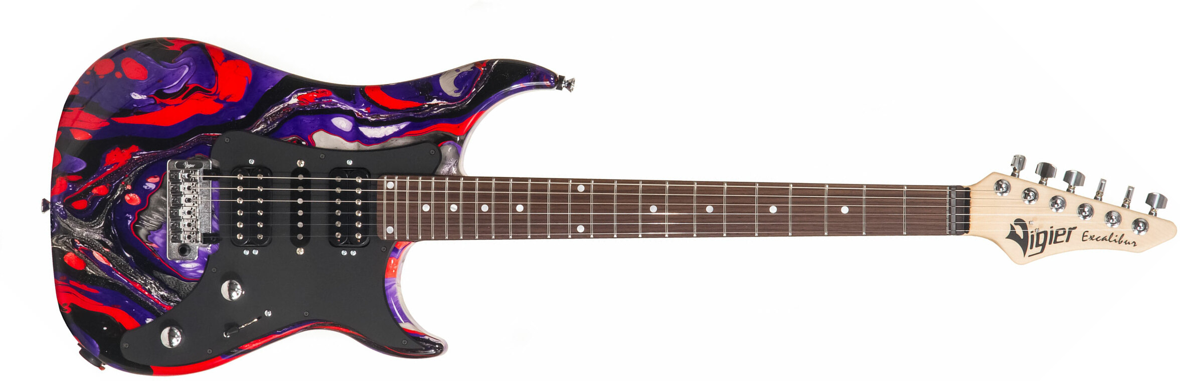 Vigier Excalibur Supraa Hsh Trem Rw - Rock Art Purple Red Black - Guitare Électrique Forme Str - Main picture