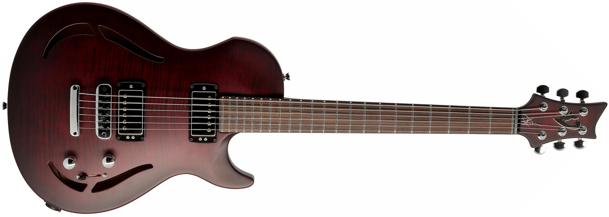 Vigier G.v. Wood Hollow 2h Ht Rw - Burgundy Fade Matte - Guitare Électrique 1/2 Caisse - Main picture