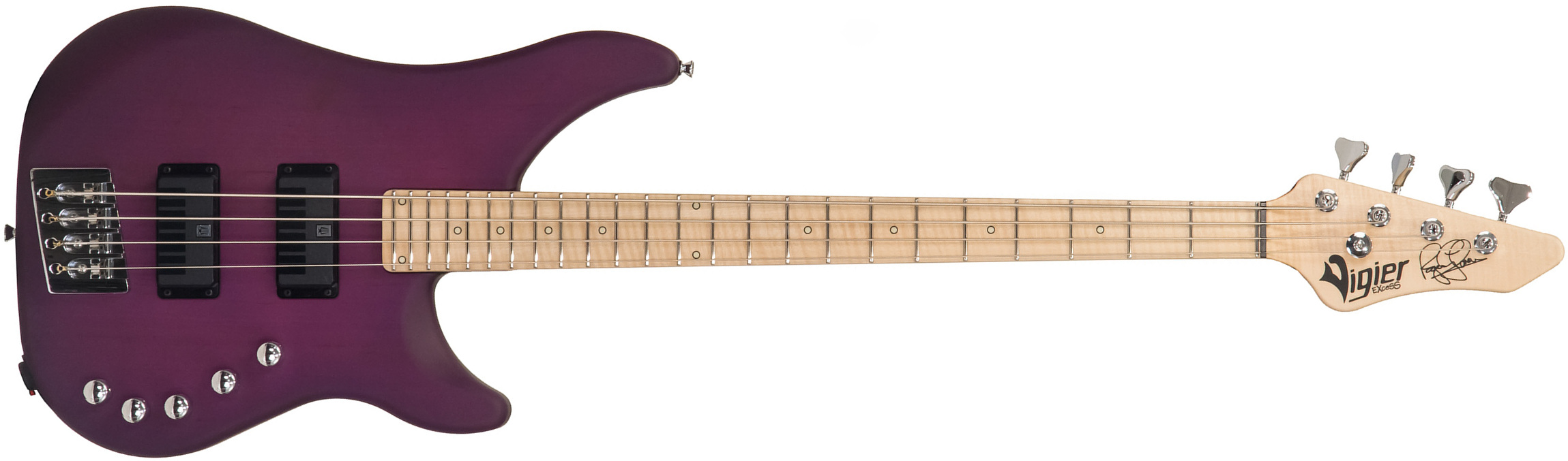 Vigier Roger Glover Excess Original Signature Active Rw - Clear Purple - Basse Électrique Solid Body - Main picture