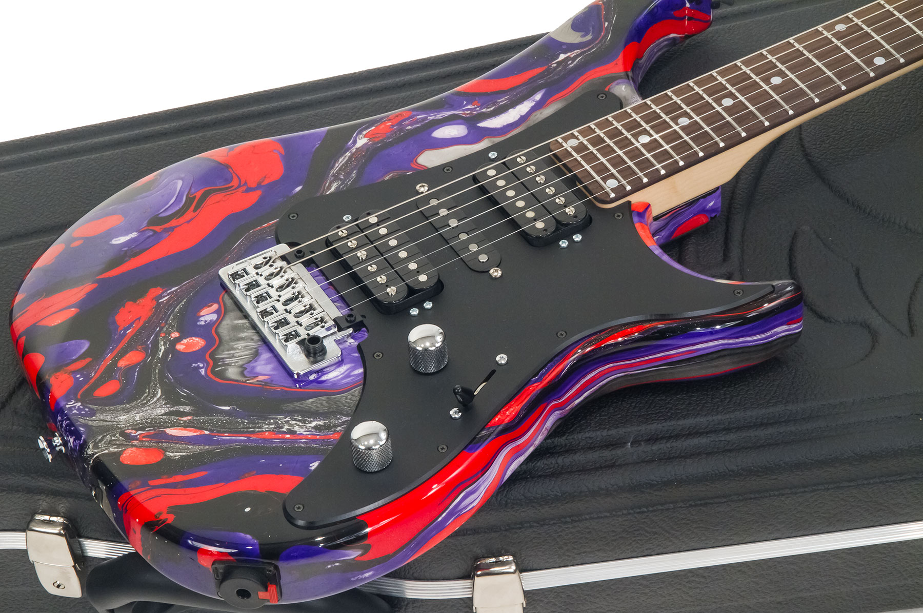 Vigier Excalibur Supraa Hsh Trem Rw - Rock Art Purple Red Black - Guitare Électrique Forme Str - Variation 1