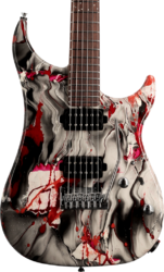 Guitare électrique forme str Vigier Excalibur Kaos (HH, Trem, RW) - Rock art chrome black red