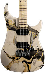 Guitare électrique forme str Vigier Excalibur Thirteen (MN) - Rock art beige black yellow