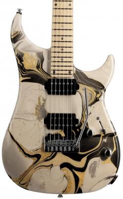 Guitare électrique solid body Vigier                         Excalibur Thirteen (MN) - Rock art beige black yellow