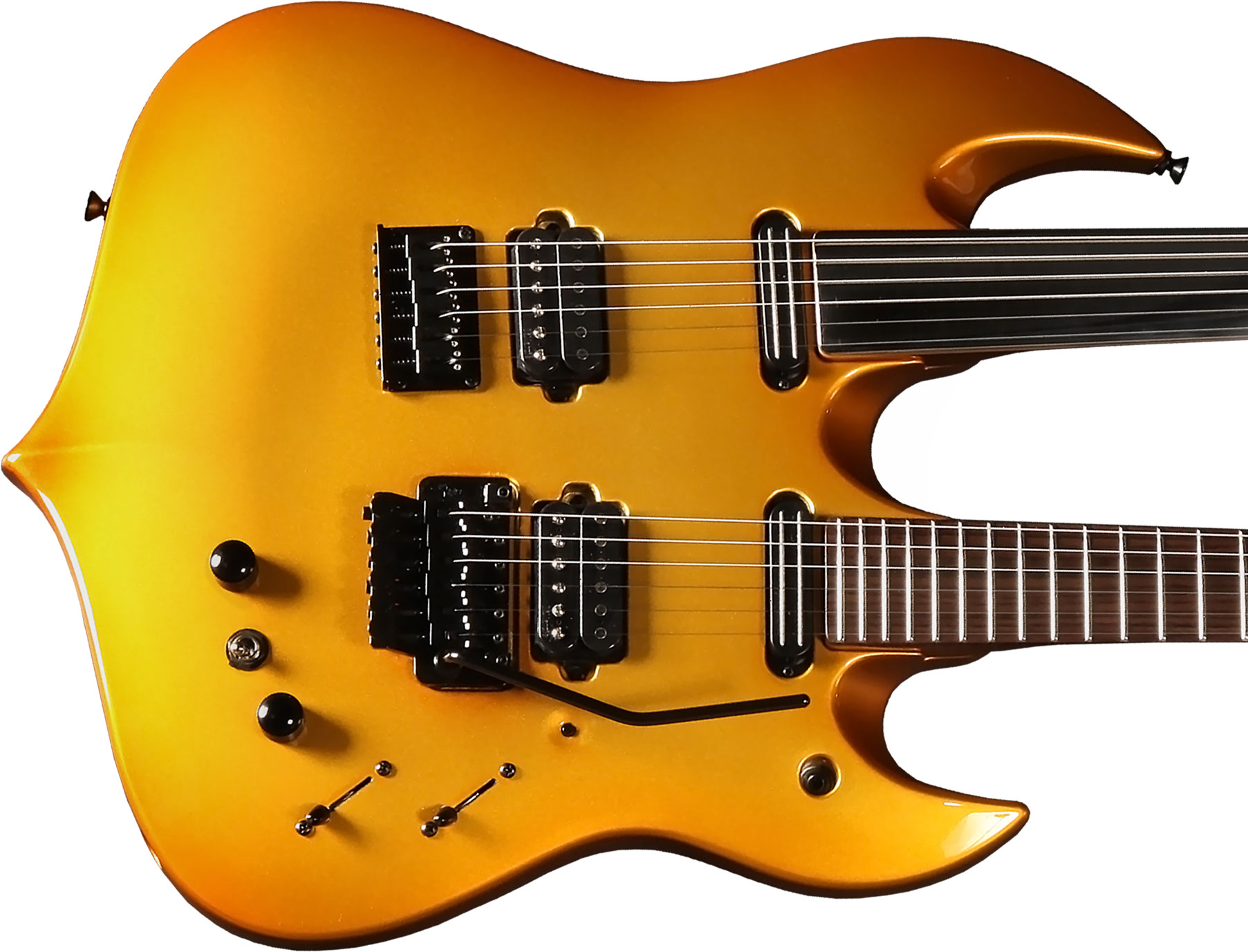 Vigier Ron Thal Double B Foot Signature Hsh Trem Rw/ime - Gold - Guitare Électrique Double Manche - Variation 1