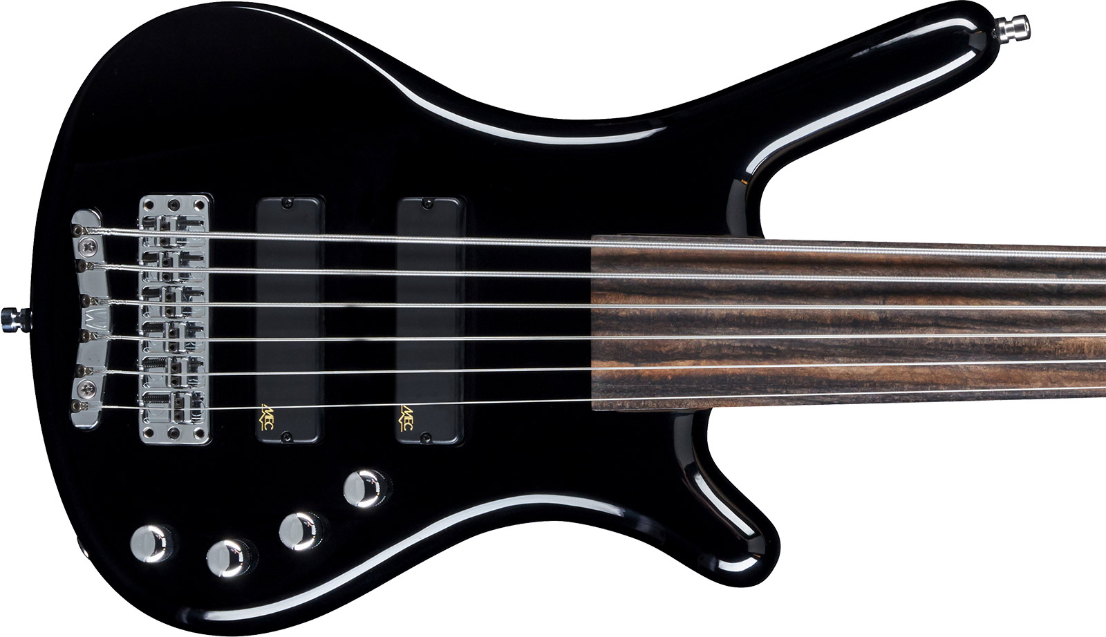 Warwick Corvette Basic Fretless 6c Rockbass Active Ebo - Solid Black - Basse Électrique Solid Body - Variation 1