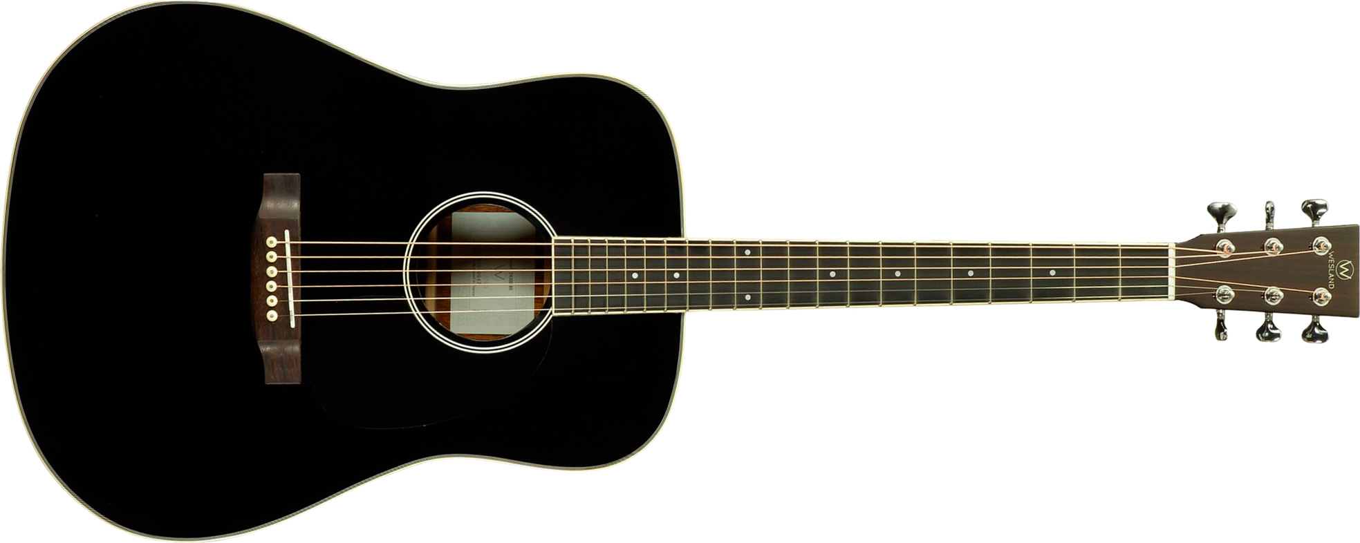 Wesland Dr300-ce-bk Dreadnought Epicea Acajou Rw - Black - Guitare Folk - Main picture