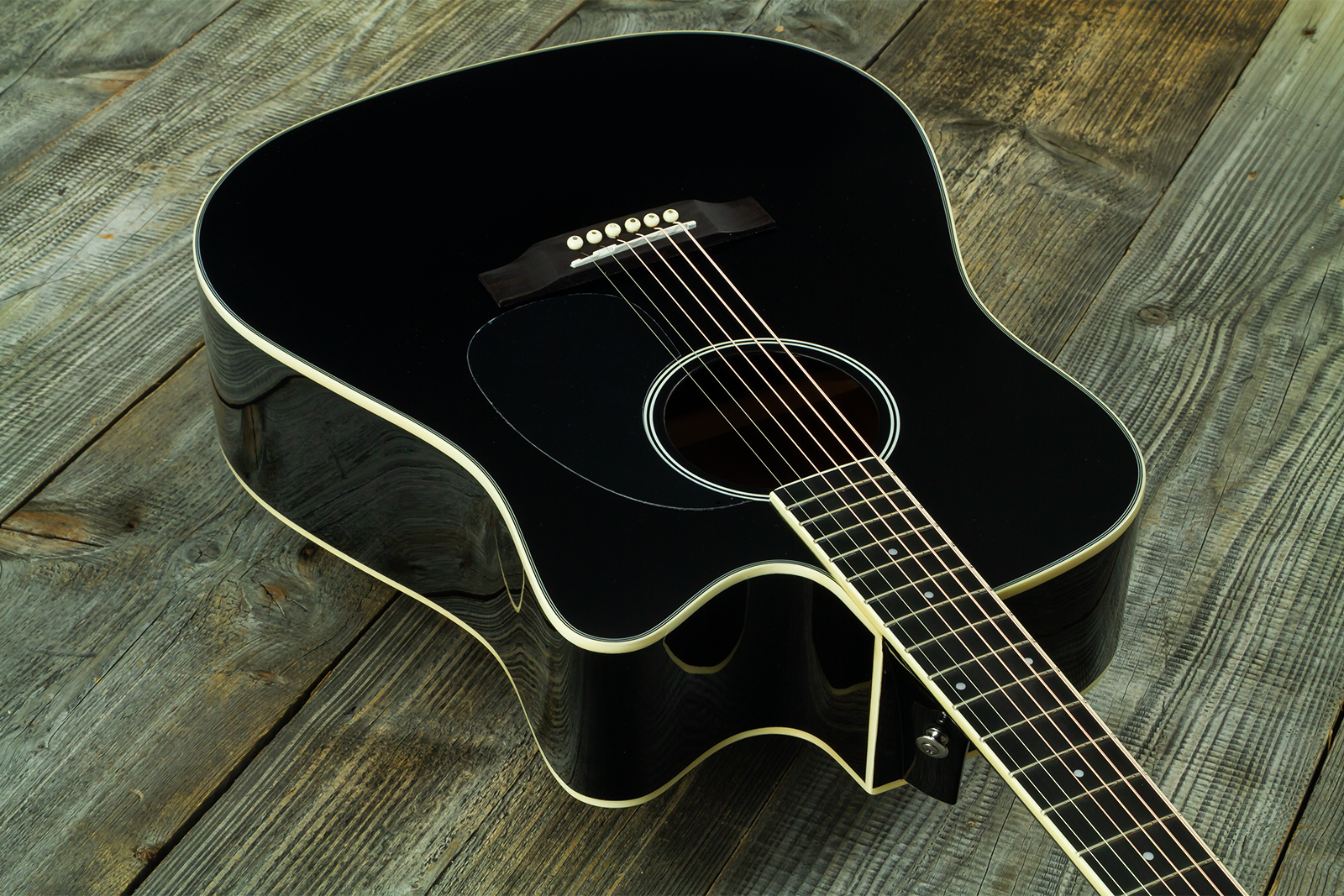 Wesland Dr300-ce-bk Dreadnought Cw Epicea Acajou Rw - Black - Guitare Folk - Variation 2