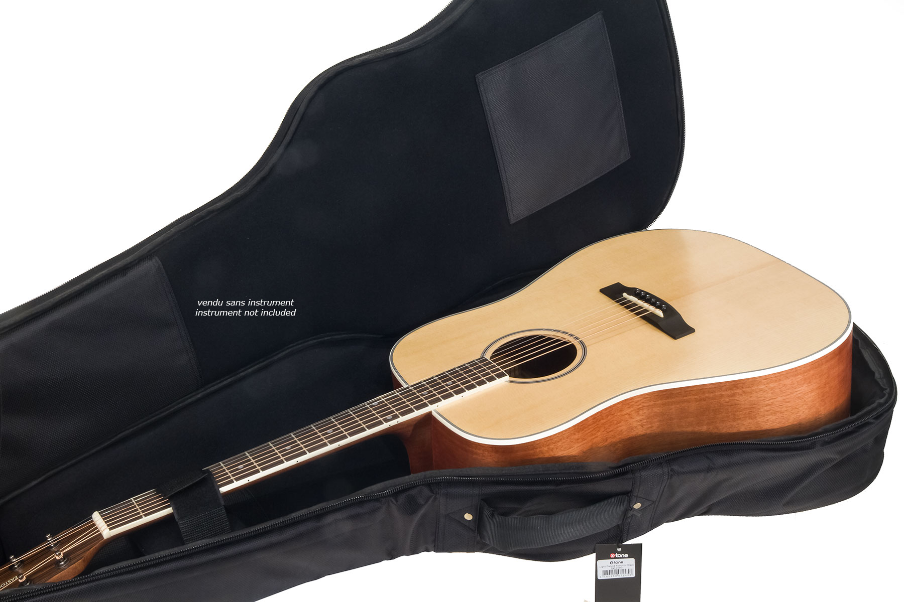 X-tone 2020 Fol-bk Light Deluxe Acoustic Dreadnought Guitar Bag Black (2080) - Housse Guitare Acoustique - Variation 5