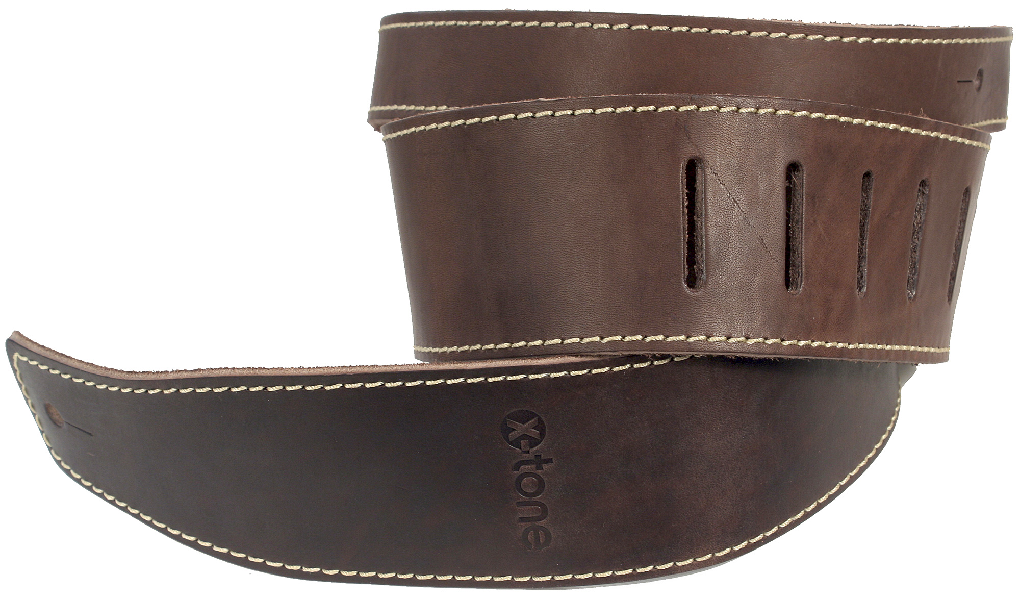 X-tone Xg 3152 Classic Leather Guitar Strap Cuir 6.5cm Dark Brown - Sangle Courroie - Variation 1