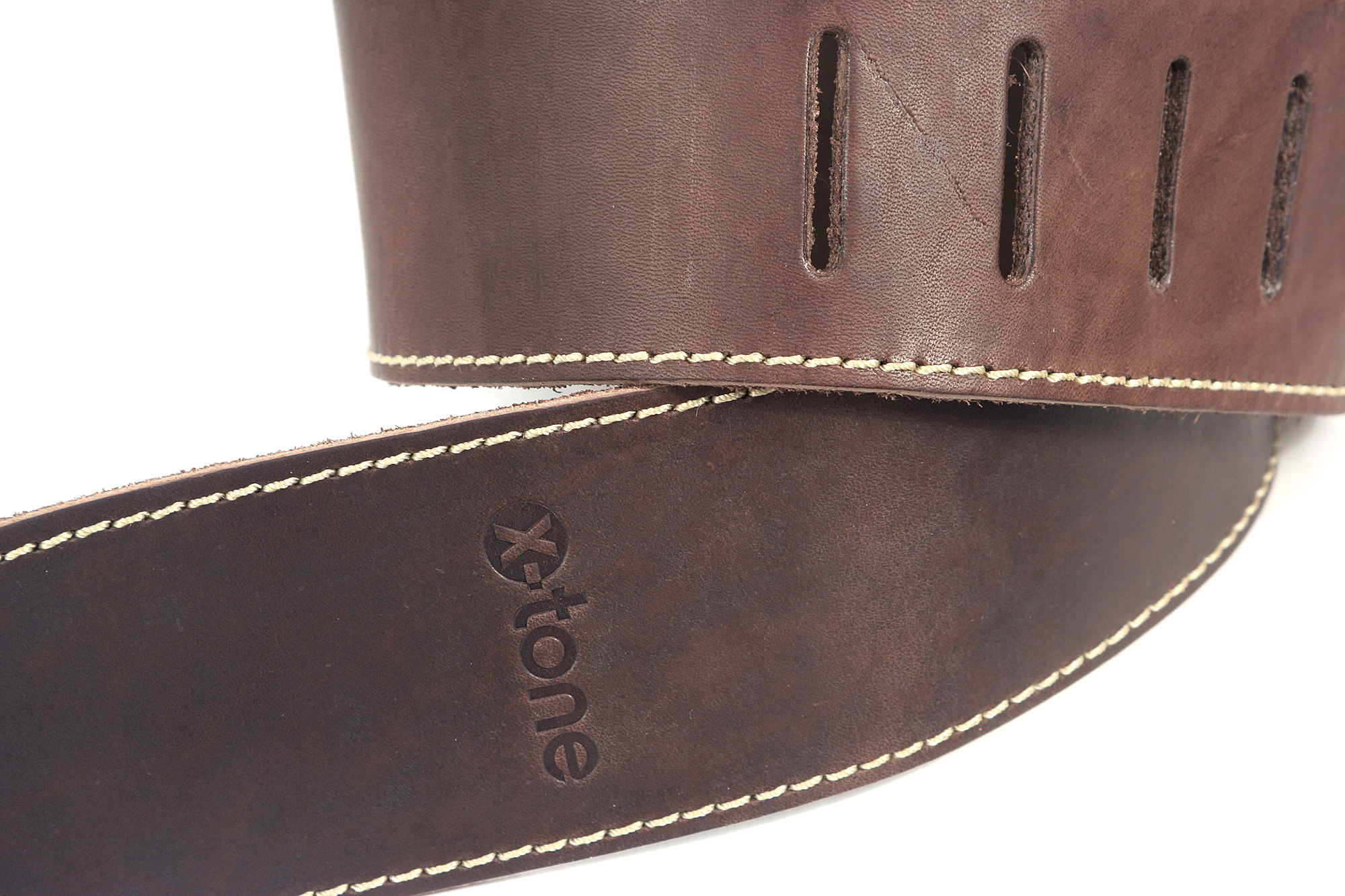 X-tone Xg 3152 Classic Leather Guitar Strap Cuir 6.5cm Dark Brown - Sangle Courroie - Variation 3