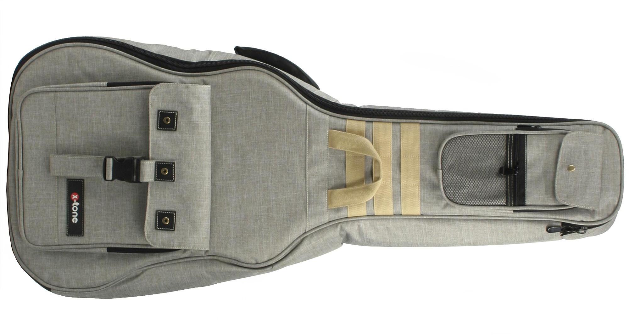 Housse guitare acoustique X-tone Deluxe Acoustic Dreadnought Guitar Bag - Nylon Grey