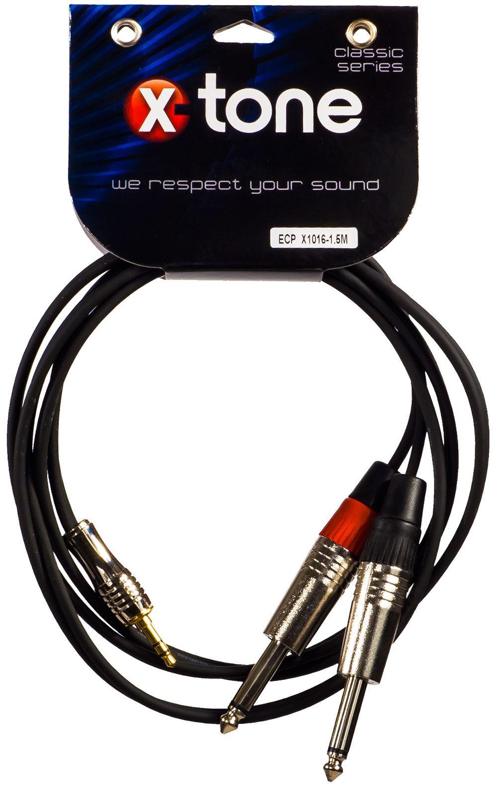 Câble X-tone X1016-1.5M - Jack(M) 3,5 Stereo / 2 Jack(M) 6,35 mono