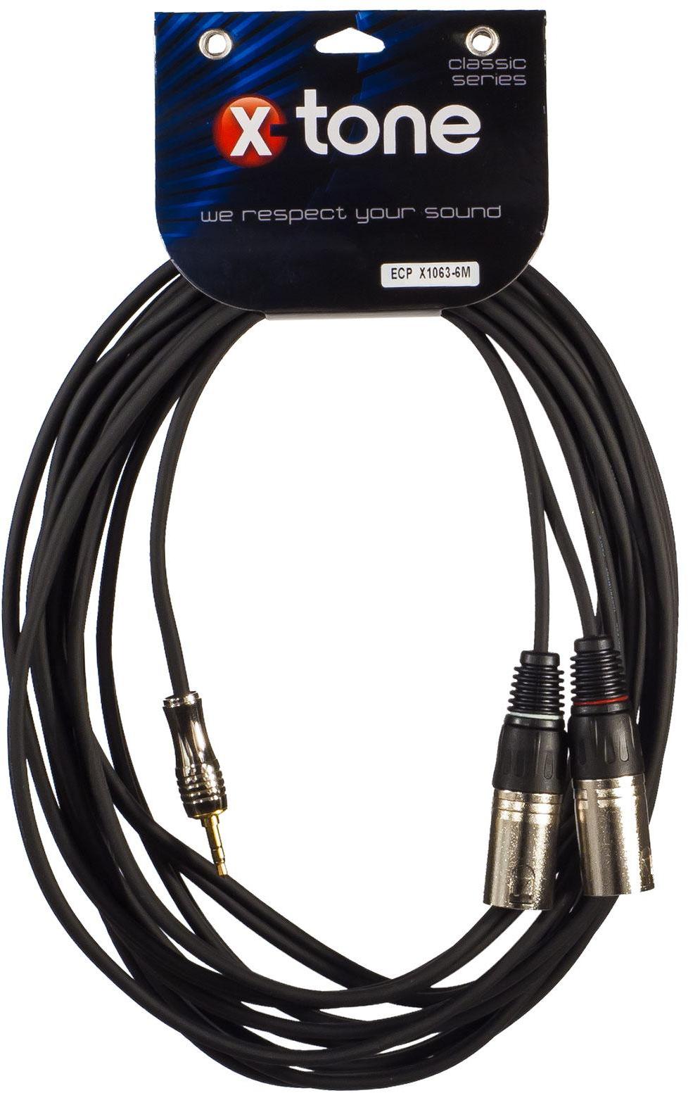 Câble X-tone X1063-6M - Jack(M) 3,5 Stereo / 2 XLR(M)