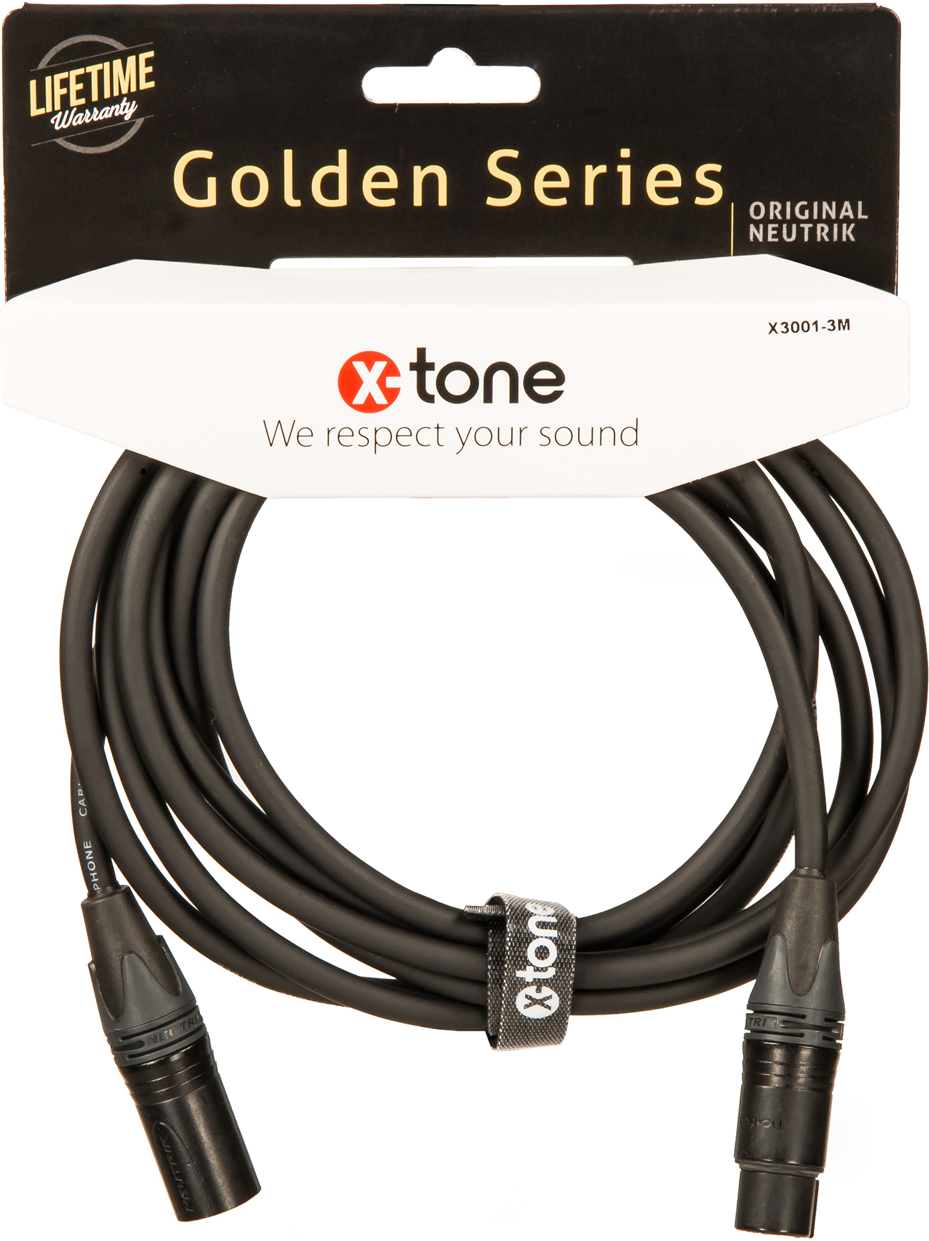 X3001-3M - XLR(M) / XLR(F) Golden Series Câble X-tone