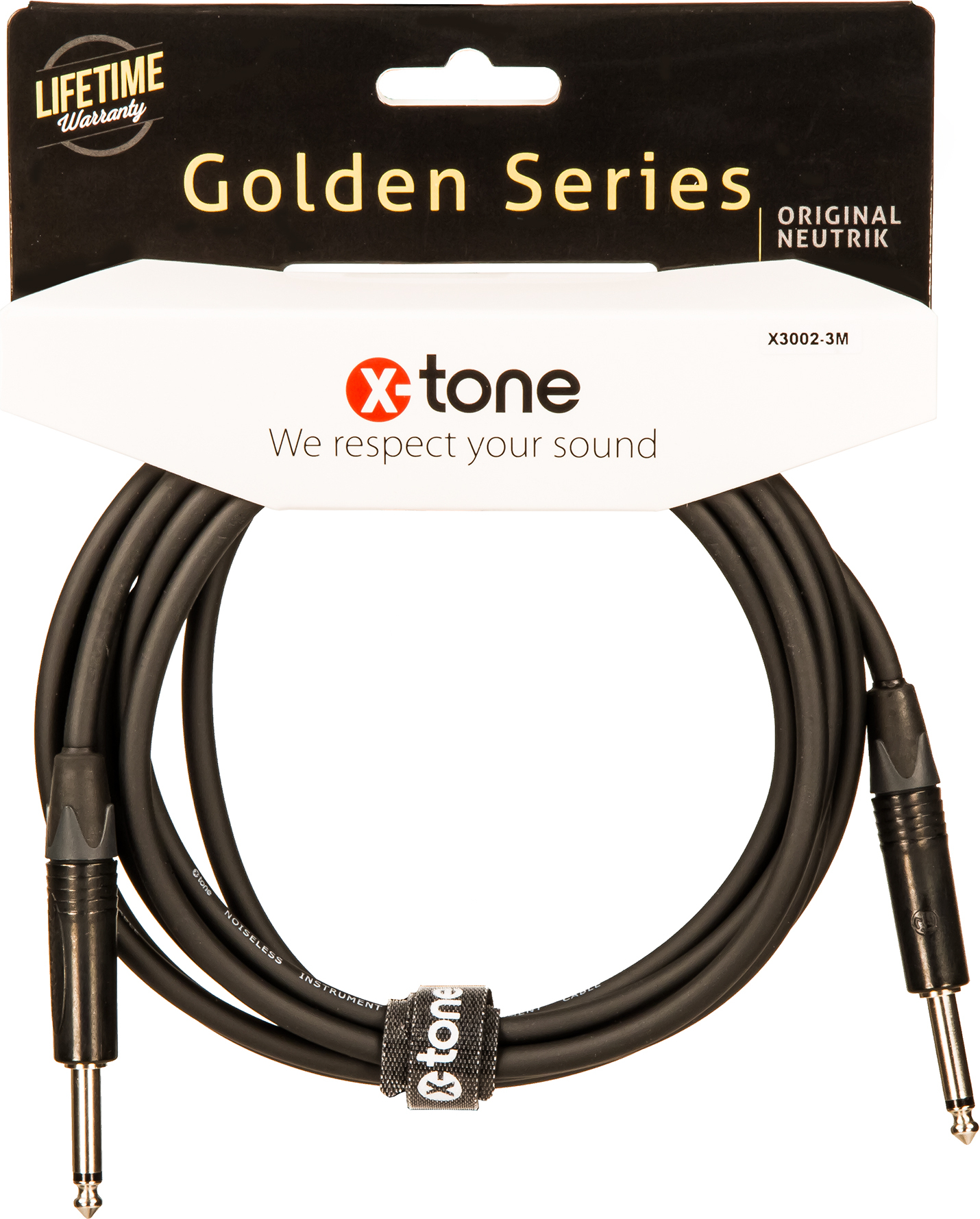 X-tone X3002-3m Instrument Cable Golden Series Neutrik Droit/droit 3m - CÂble - Main picture