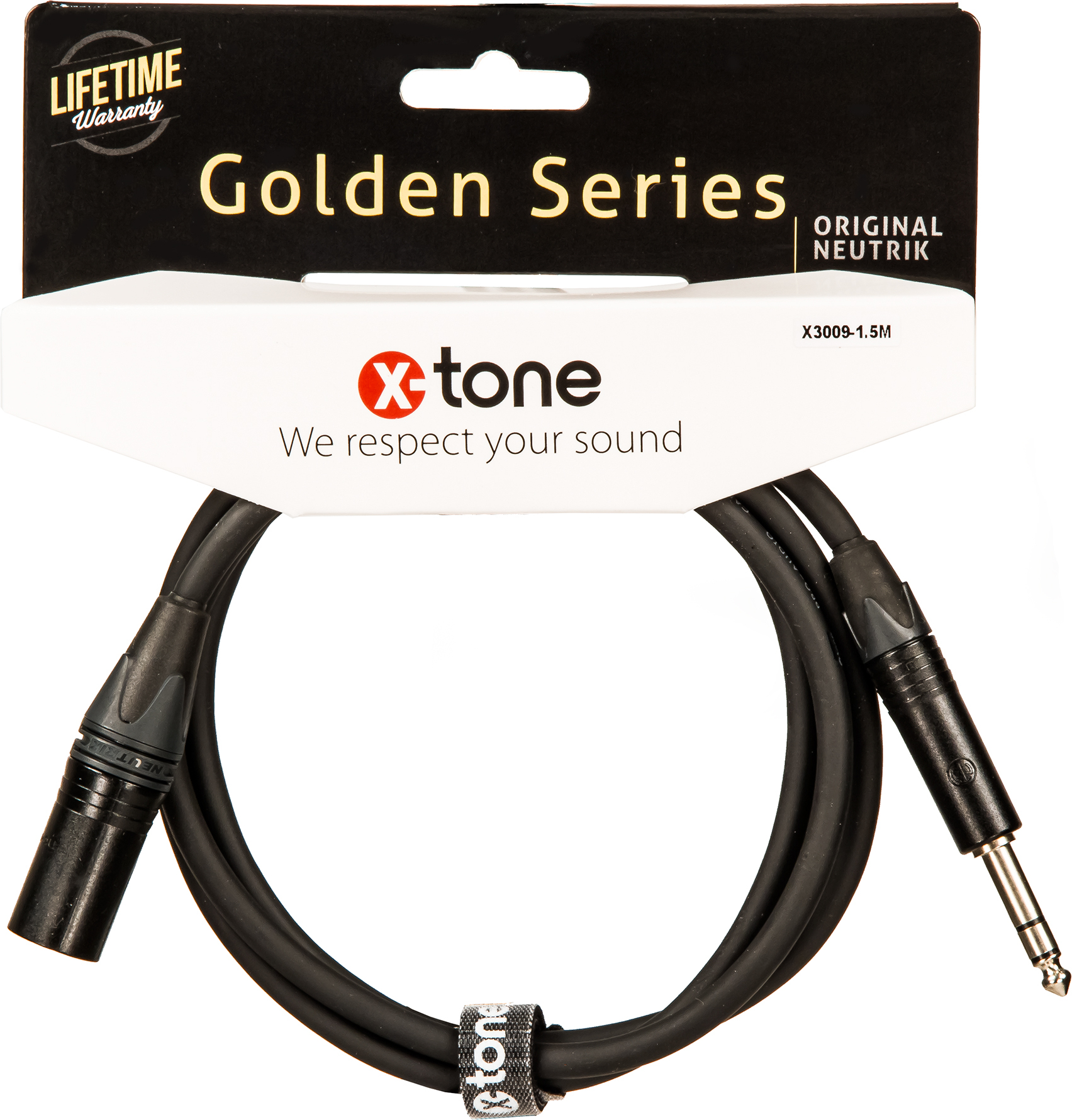 X-tone X3009-1.5m Cable Golden Series Neutrik Xlr(m) / Jack(m) 6,35 Trs - CÂble - Main picture