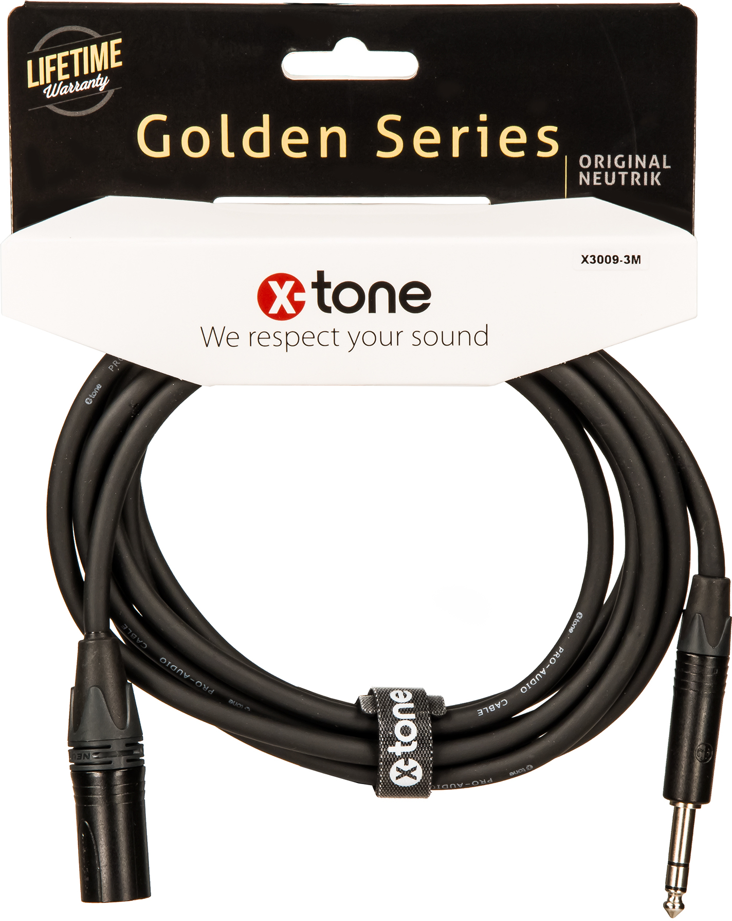 X-tone X3009-3m Cable Golden Series Neutrik Xlr(m) / Jack(m) 6,35 Trs - CÂble - Main picture