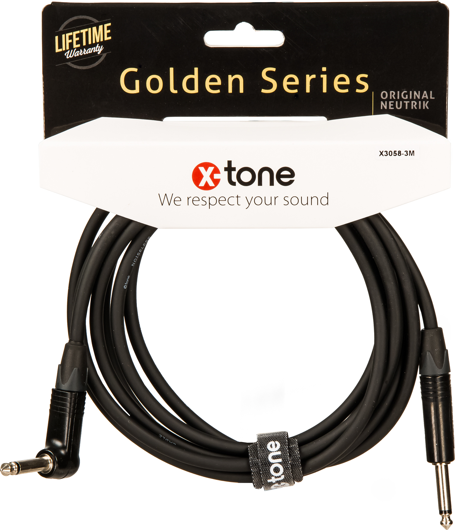 X-tone X3058-3m Instrument Cable Golden Neutrik Droit/coude 3m - CÂble - Main picture
