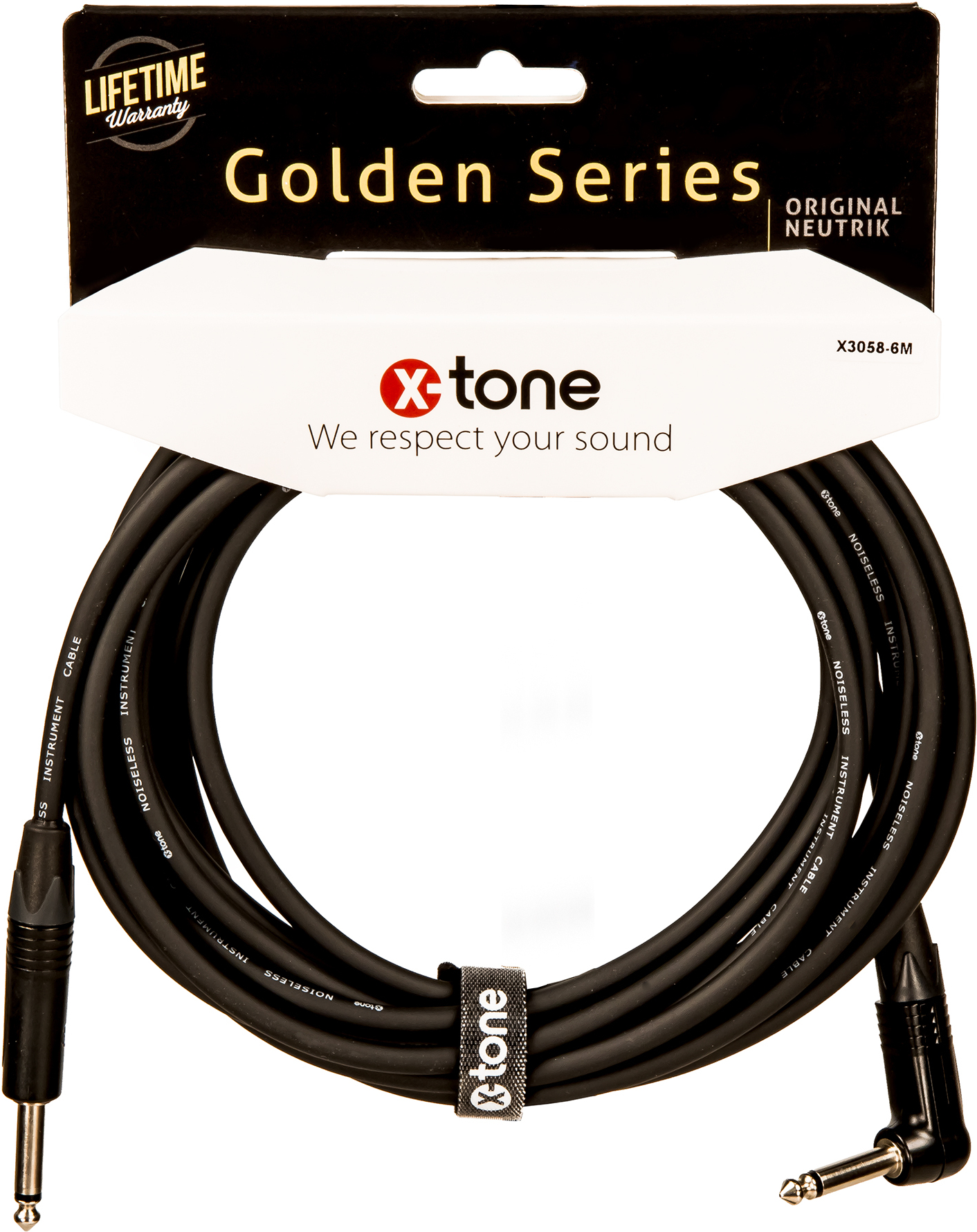 X-tone X3058-6m Instrument Cable Golden Series Neutrik Droit/coude 6m - CÂble - Main picture