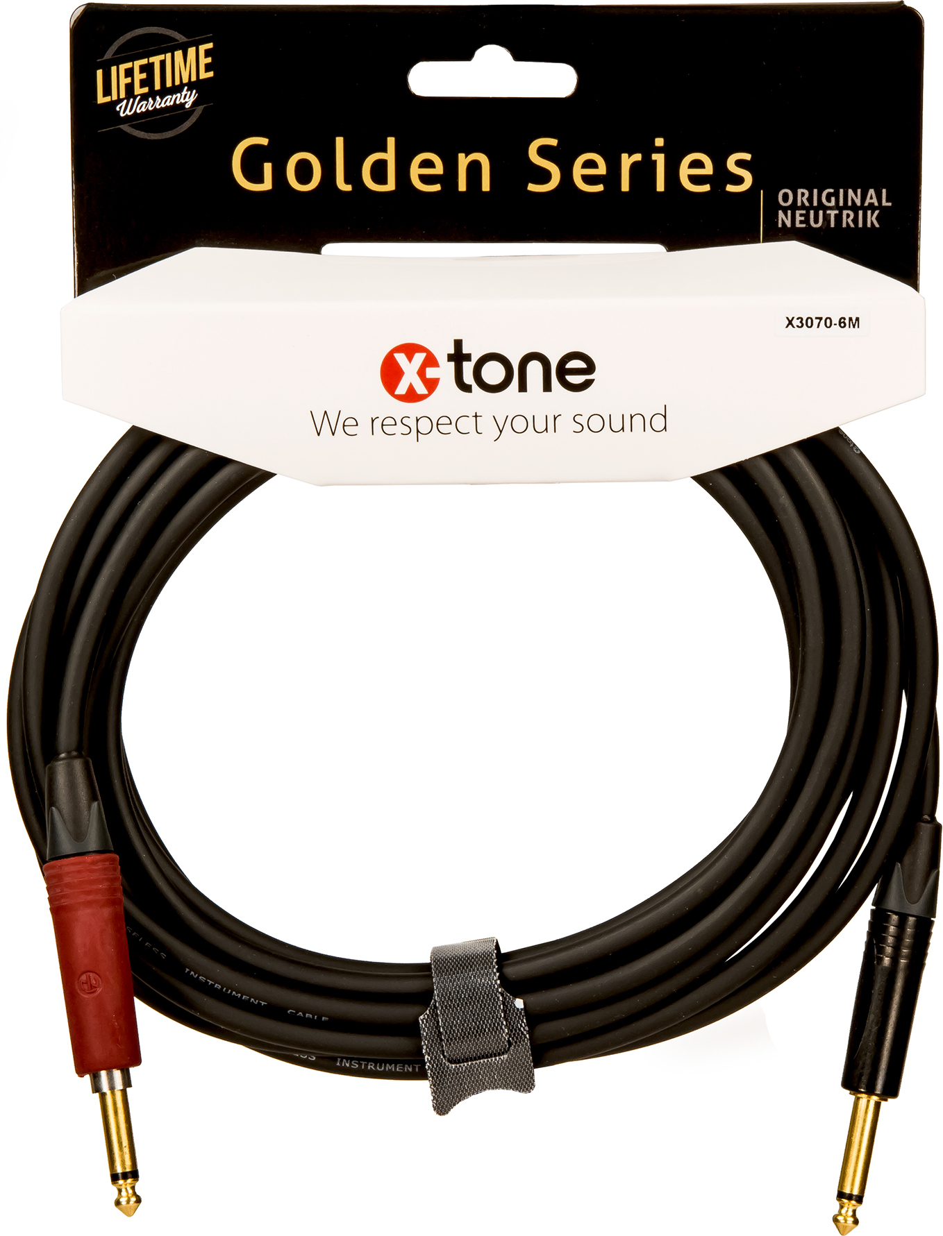 X-tone X3070-6m Instrument Cable Golden Neutrik Silent Droit/droit 6m - CÂble - Main picture