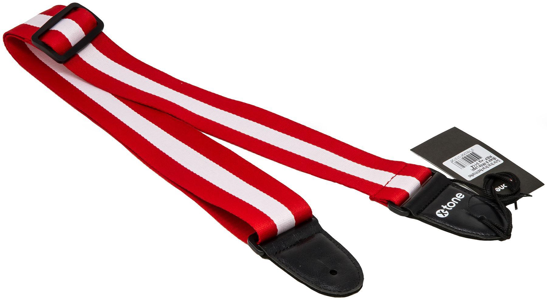 Sangle courroie X-tone XG 3114 Nylon Guitar Strap Stripe - Red & White