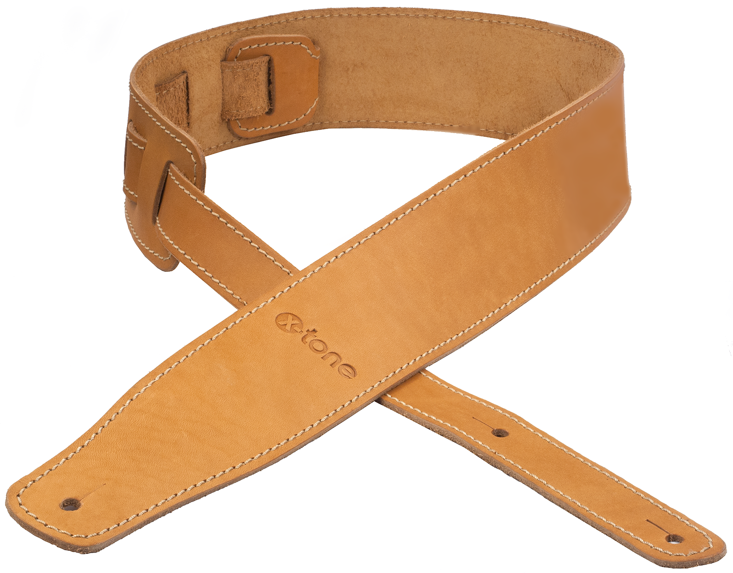 X-tone Xg 3150 Classic Leather Guitar Strap Cuir 6.5cm Brownstone Caramel - Sangle Courroie - Main picture