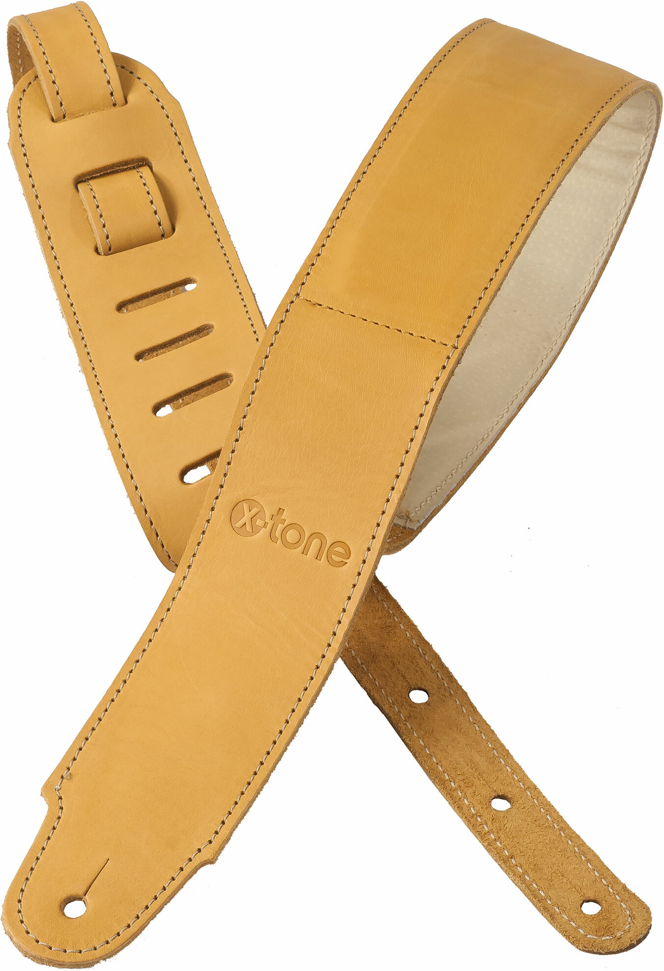 X-tone Xg 3154 Classic Plus Leather Guitar Strap Cuir RembourrÉe Brownstone Beige - Sangle Courroie - Main picture