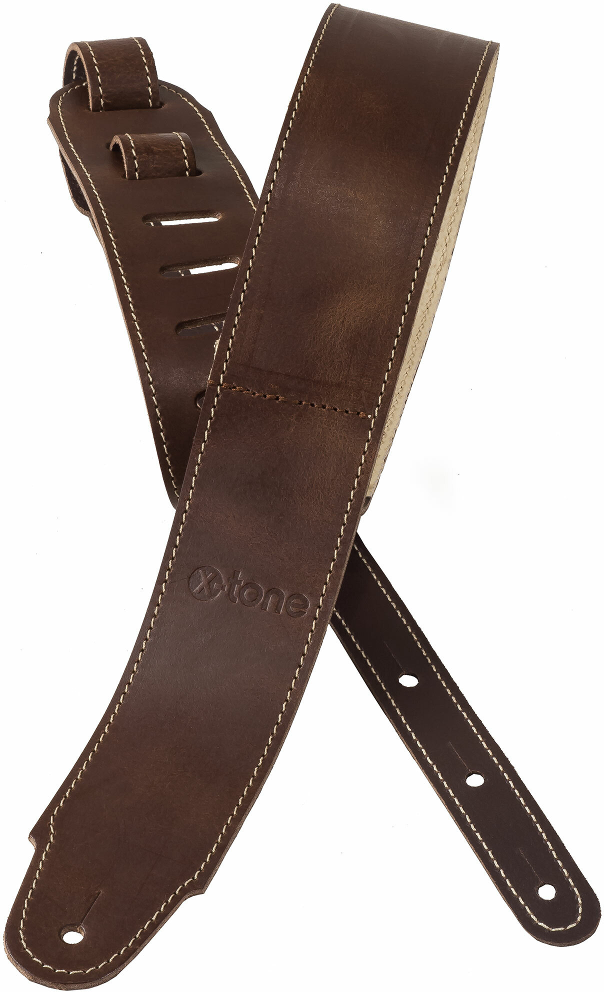 X-tone Xg 3155 Classic Plus Leather Guitar Strap Cuir RembourrÉe Brown - Sangle Courroie - Main picture