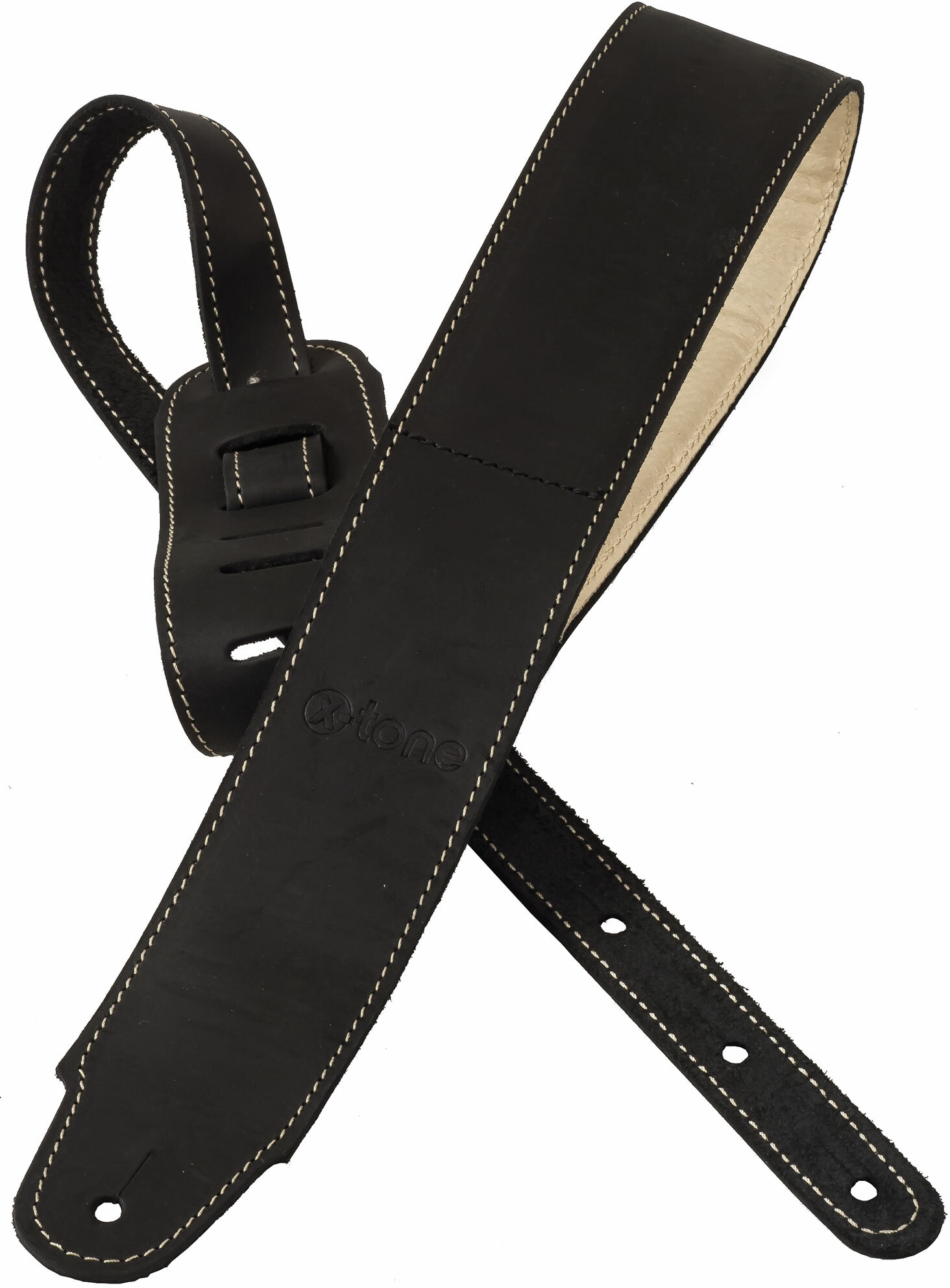 X-tone Xg 3157 Classic Plus Leather Guitar Strap Cuir RembourrÉe Black - Sangle Courroie - Main picture