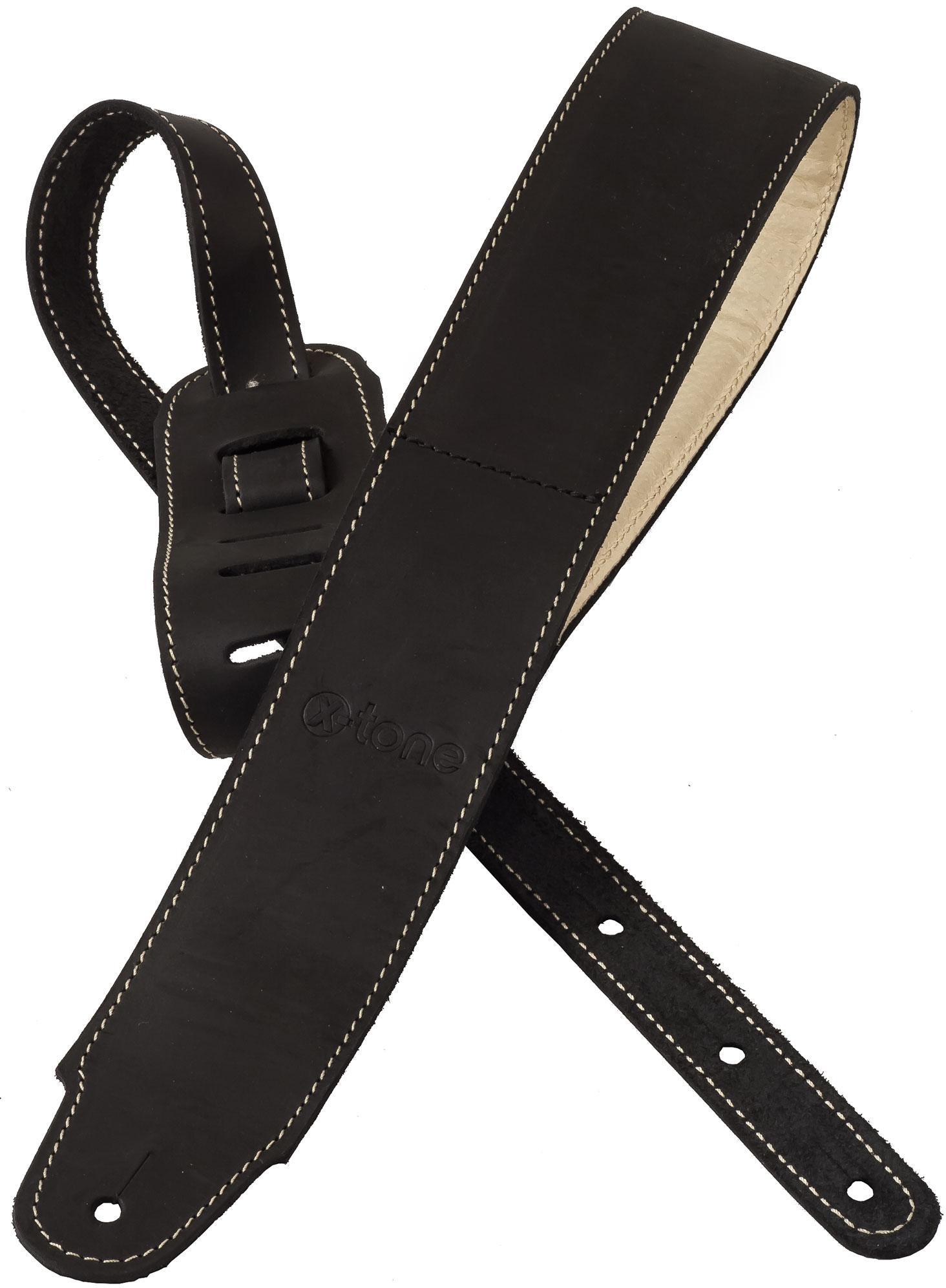 Sangle courroie X-tone xg 3157 Classic Plus Leather Guitar Strap - Black