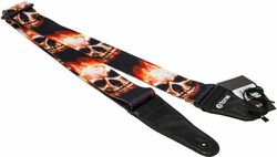 XG 3101 Nylon Guitar Strap Skull With Flame - Black & Red