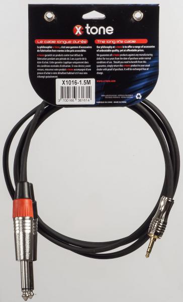 Câble X-tone X1016-1.5M - Jack(M) 3,5 Stereo / 2 Jack(M) 6,35 mono