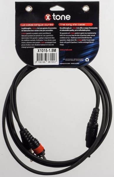 Câble X-tone X1015-1.5M - Jack(M) 3,5 Stereo / 2 RCA(M)