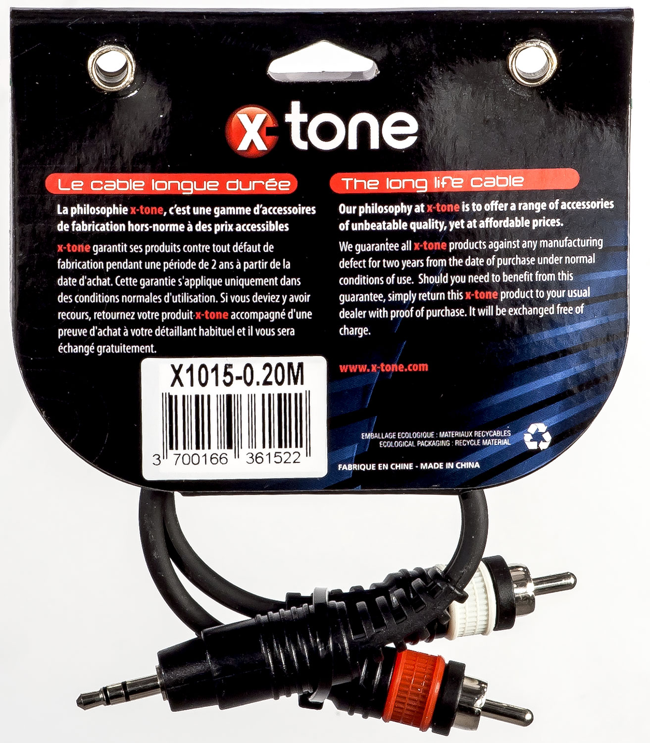 X-tone X1015-0.20m - Jack(m) 3,5 Stereo / 2 Rca(m) - CÂble - Variation 1