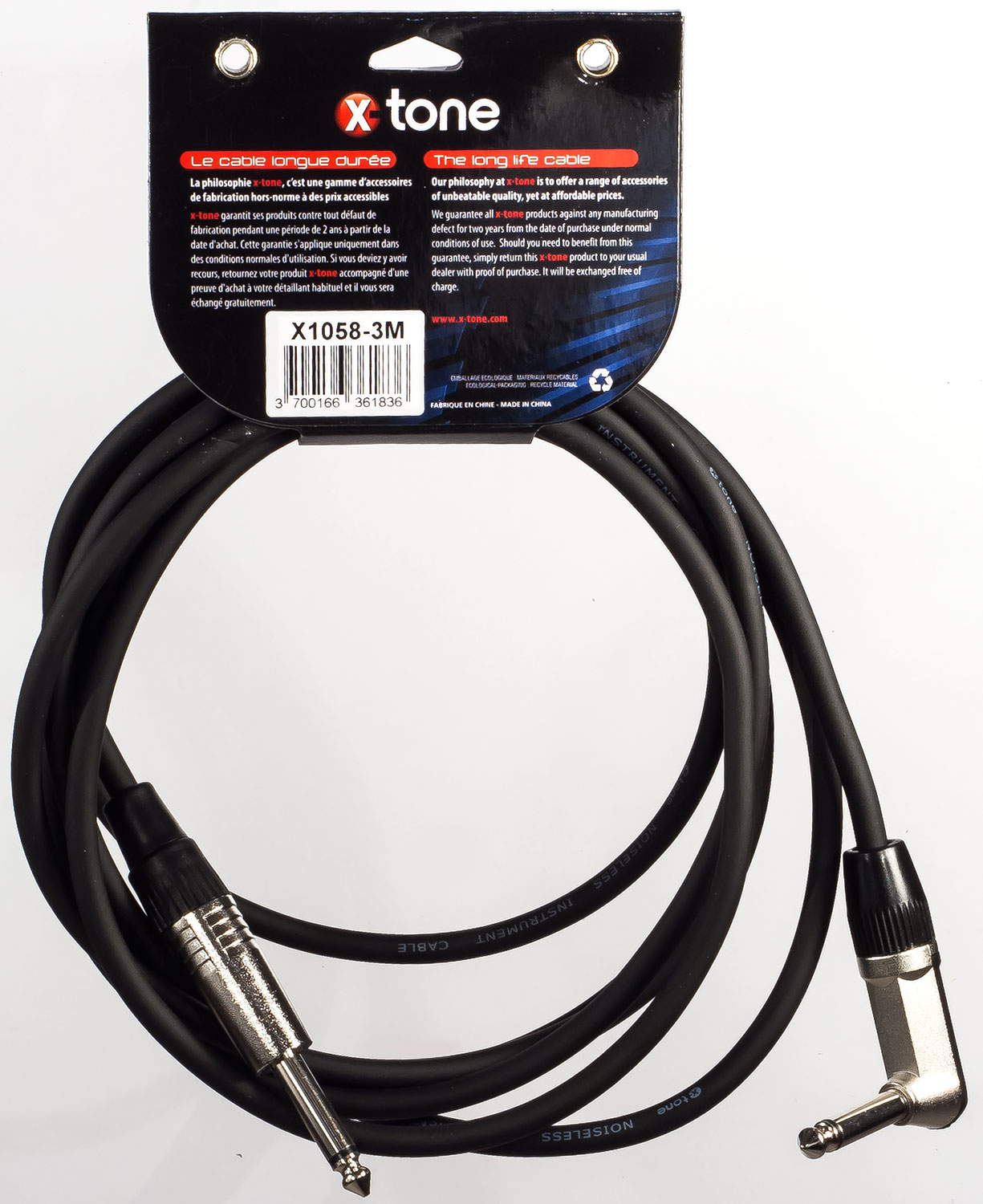 X-tone X1058-3m - Jack(m) 6,35 Mono Coude / Jack(m) 6,35 Mono - CÂble - Variation 1