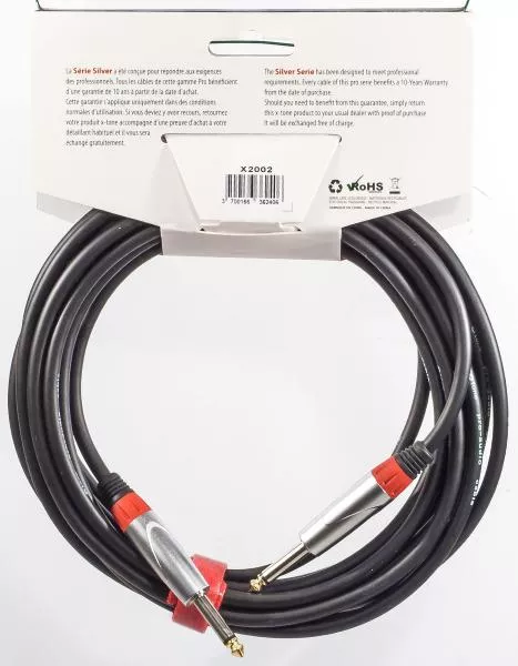 Câble X-tone X2002-6M - Jack(M) 6,35 mono / Jack(M) 6,35 mono SILVER SERIES