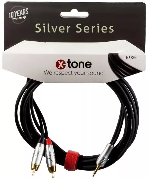 Câble X-tone X2004-1.5M - Jack(M) 3,5 Stereo / 2 RCA(M) SILVER SERIES