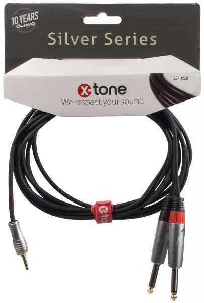 Câble X-tone X2005-1.5M - Jack(M) 3,5 Stereo / 2 Jack(M) 6,35 mono SILVER SERIES