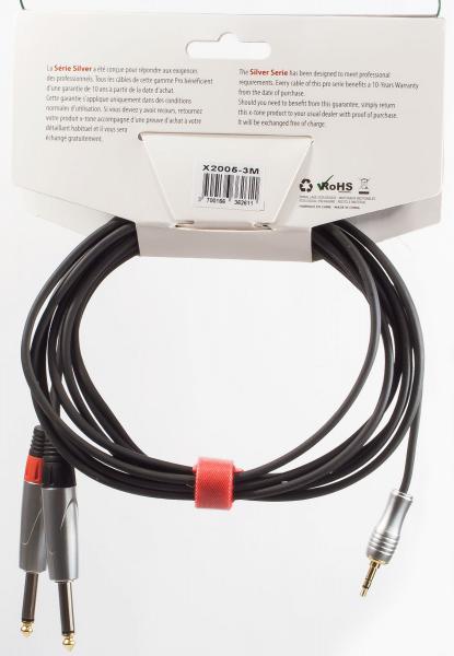 Câble X-tone X2005-3M - Jack M 3,5 Stereo / 2 Jack M 6,35 mono SILVER SERIES